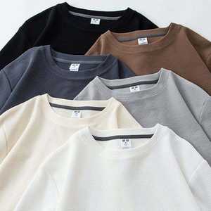 T-shirt thermique en coton gaufré de qualité supérieure, col rond, respirant, en maille gaufrée - Product Image 3