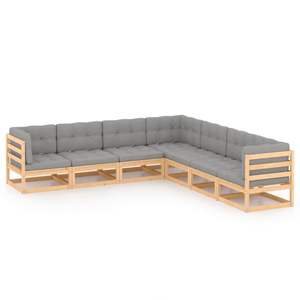 Conjunto de Muebles de Jardín Medianos con Madera de Pino Maciza y Tela de Poliéster, Sofás de Jardín - Product Image 1