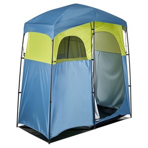 Carpa de ducha portátil de 2 habitaciones para camping con estacas y cuerdas, bolsa de transporte y soporte para privacidad y vestidor. - Product Image 1