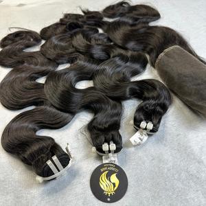 Extensions de cheveux ondulés de qualité supérieure, 100 % cheveux humains bruts, double trame, double épaisseur, fabriquées à la machine - Product Image 3
