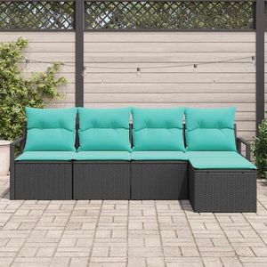 Ensemble de canapés de jardin en polyrotin noir, 5 pièces - Product Image 3