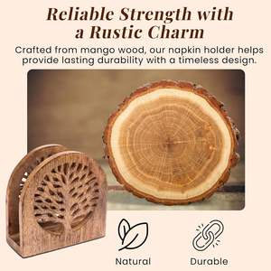 ที่ใส่กระดาษเช็ดปากไม้สำหรับโต๊ะ ที่วางกระดาษเช็ดปากทันสมัยและทนทานสำหรับกระดาษเช็ดปาก ที่จัดระเบียบบนโต๊ะอาหารไม้สุดหรู - Product Image 3