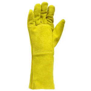 <b>Long</b> Cuff Leather Welding Safety <b>Gloves</b> for High Temperature Protection Industrial Work and Welding Jobs - Product Image 2