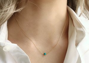 สร้อยคอหินมูนสโตนทรงกลมแบบมินิมอล เครื่องประดับสวยงาม สร้อยคอคริสตัลประจำเดือนมิถุนายน ของขวัญแฮนด์เมดสุดหรูสำหรับผู้หญิง - Product Image 2