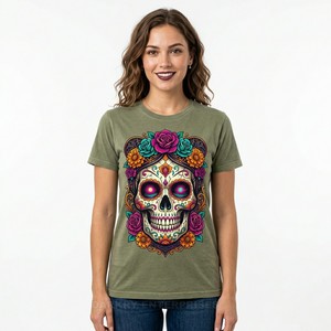 Camiseta Personalizada con Gráfico de Caldero de Bruja Gótica para Mujer, Esqueleto de Hechicera, Arte Oculto, Magia Oscura, Estilo Wiccano - Product Image 5