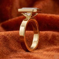 14 Ayar Sarı Altın Zümrüt Kesim Mozanit Yüzük Bezel Set Nişan Yüzüğü Lüks Gelin Takısı ABD Trend Hediyesi
