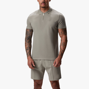 Wholesale Men's Casual 2-Piece <b>Set</b> Short Sleeve T-Shirt & Shorts Breathable <b>Knitted</b> Polyester/Cotton Summer Wear Men's Shirt <b>Set</b> - Product Image 4