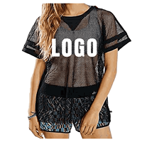 T-shirt court en maille de coton respirant, personnalisable avec logo, manches courtes, pour femme, vêtement de détente
