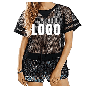 Cotton <b>Mesh</b> Breathable Crop <b>Top</b> <b>mesh</b> T-Shirt Custom Logo Plain Short Sleeves <b>Women</b> Crop <b>Top</b> Lounge Wear Ladies T-Shirt - Product Image 3