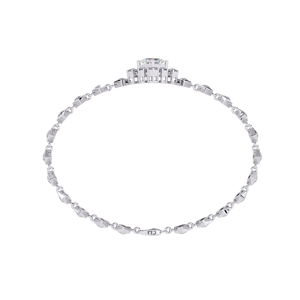 สร้อยข้อมือเพชรทรงเจ้าหญิงสีขาวทอง ได้รับการรับรองจาก GIA เพชรธรรมชาติ เครื่องประดับงานแต่งงานสุดคลาสสิกสำหรับผู้หญิง - Product Image 4