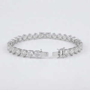 <b>Heart</b> Cut Moissanite Tennis <b>Bracelet</b> 925 <b>Sterling</b> <b>Silver</b> Claw Setting Women's Classic Wedding Jewelry - Product Image 3
