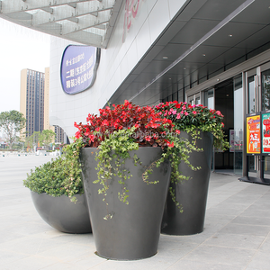 Maceta Redonda Grande de Fibra de Vidrio, Moderna, para Decoración de Jardín Exterior, para Hoteles y Centros Comerciales - Product Image 3