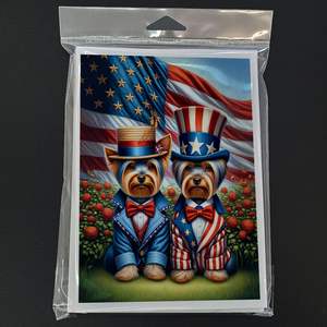 All American Yorkshire Terrier Whimsical A7 Tarjetas de felicitación Paquete de 8 tarjetas de nota en blanco con sobres Tamaño 5x7 - Product Image 3