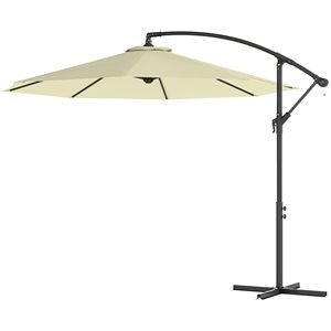 Ombrellone a braccio laterale beige da 3 metri con base a croce, resistente ai raggi UV e all'acqua, ideale per ristoranti (peso non incluso) - Product Image 1