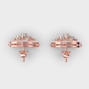 Pendientes de Diamantes Cultivados en Laboratorio con Certificación IGI, Diseño Floral en Racimo, Oro Amarillo/Blanco/Rosa de 9K, Halo Redondo en Espiral - Product Image 4