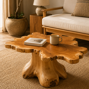 Table basse ARTERRA de luxe moderne en racine de teck de forme irrégulière, table d'appoint en bois de récupération organique pour salon et hall d'hôtel - Product Image 6