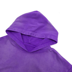 Sudadera con capucha morada de algodón de alto gramaje, lavado ácido y mineral, oversize, estilo vintage streetwear para hombre, personalizada al por mayor - Product Image 3