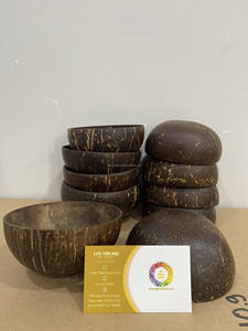 Polished Coconut Shell Salad Bowl 10cm + coconut spoon for Handicraft Container Food Souvenir <b>Gift</b> Craft Wedding Party New Year - Product Image 4