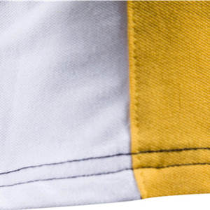 Polo en coton pour homme, à blocs de couleur, manches courtes, décontracté, respirant, design tricoté, rayures bleu marine, jaune et blanc - Product Image 3
