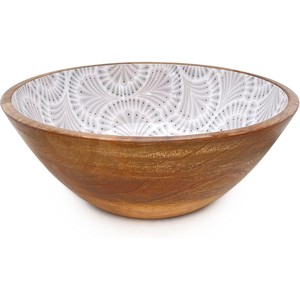 Handcrafted Teak Wood Geometric Bowl - Wholesale Artisan Home <b>Decor</b> - Product Image 3