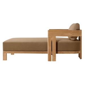 Hot Sale The Plaza Luxury Modern Minimalist Teak Outdoor Daybed <b>Sofa</b> Natural Finish Thick Armrest Cushion Lounge Chair - Product Image 2