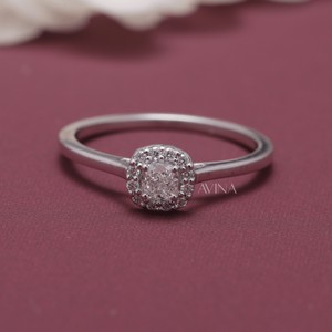 IGI Certified Cushion Cut Diamond Halo Solitaire <b>Ring</b> in Solid 925 Sterling Silver - Product Image 1