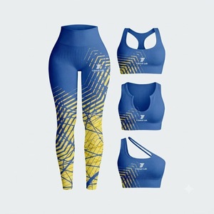 Conjunto de Yoga de 2 Piezas: Leggings de Cintura Alta con Textura Acanalada y Sujetador Deportivo Racerback con Bloques de Color, Ropa Deportiva sin Costuras - Product Image 6