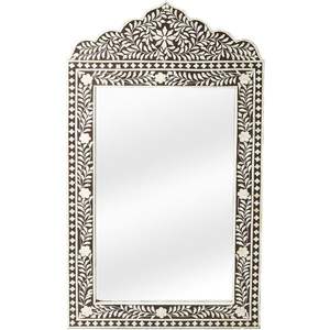 Cadre de miroir en résine avec incrustations de os, créé avec des techniques artistiques expertes pour des accents d'intérieur sophistiqués. - Product Image 6