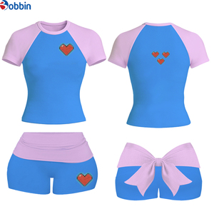 Conjuntos de Ropa de Verano para Mujer, Estilo Urbano, Deportivos, Informales, con Lazo, de Manga Corta, Diseño Moderno y Popular - Product Image 3