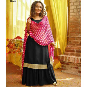 Hermoso Conjunto de Salwar Kameez de Poliéster con Top, Pantalón y Dupatta con Bordado para Fiestas - Product Image 1