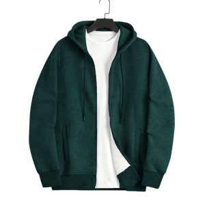 Sweat à capuche unisexe vintage surdimensionné de couleur unie avec fermeture éclair, en molleton de coton et polyester 250 g/m², respirant, style streetwear décontracté - Product Image 3