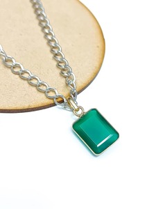 Pendentif en onyx vert naturel, argent sterling 925, plaqué or, collier, bijou, cadeau pour elle, prix de gros, fournisseur en gros - Product Image 5