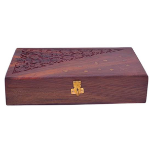 Handcrafted Sheesham <b>Wooden</b> Jewelry <b>Box</b> Wholesale Brass Elephant Inlay Hand-<b>Carved</b> Storage Chest Decorative Trinket Organizer - Product Image 4
