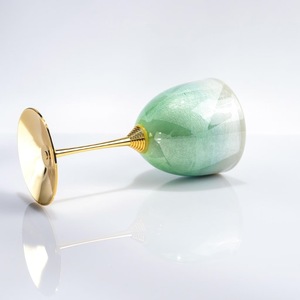 Round Shape For Party Occasion Fantastic Modern Hand Blown <b>Glass</b> Wine <b>Goblet</b> With Gold Stem And Base - Product Image 2
