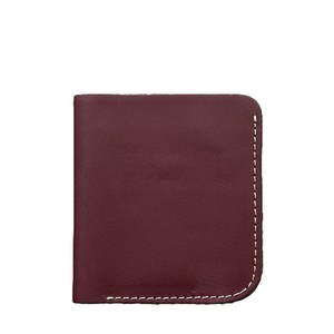 Minimalist Burgundy <b>Genuine</b> <b>Leather</b> Bi Fold Slim Card <b>Wallet</b> With Contrast Stitching Classic Compact Cash Organizer Travel Case - Product Image 4