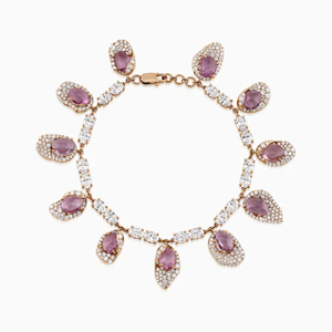 Luxury Rose Gold Plated Charm <b>Bracelet</b> With <b>Amethyst</b> And Diamond Accents Water Drop Shape For Women Party Jewelry - Product Image 2