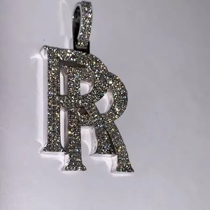 Personalized <b>Initial</b> Latter <b>Pendant</b> 925 <b>Silver</b> <b>Pendant</b> Hip Hop <b>Pendant</b> VVS Moissanite Latter <b>Pendant</b> Pass Diamond Tester <b>Pendant</b> - Product Image 2