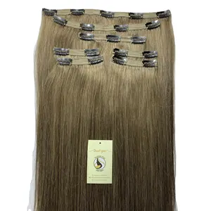 New Product Shipping Raw Virgin Russian European Human Hair Straight Blonde Clip-ins 100g 5 Pieces Set Clip In Hair Extension