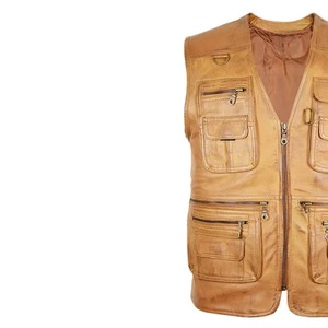 <b>Men</b> High Quality Brown <b>Leather</b> <b>Vest</b> Plus Size Waterproof Outer Wear Casual Breathable Windproof Autumn 100% <b>Leather</b> V Neck - Product Image 5