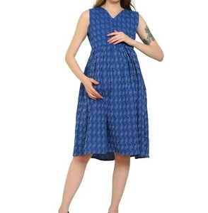 Breathable Custom Women Maternity Chiffon Floor-Length Ladies Sleeveless <b>Elastic</b> Waist Square Collar Nursing Maternity <b>Dresses</b> - Product Image 2