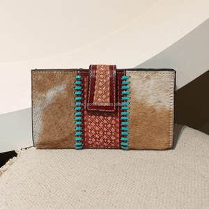 Pochette de sculpture usinée à la main Offre Spéciale étui de téléphone en cuir de fourrure de vachette à motifs occidentaux portefeuille élégant multi-usages portefeuilles de créateurs - Product Image 2