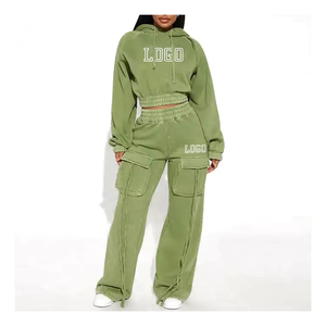 Chándal de invierno para mujer, superventas, corte regular, tallas grandes, bordado, 100% algodón, estilo urbano, personalizable, lavado, al por mayor - Product Image 1