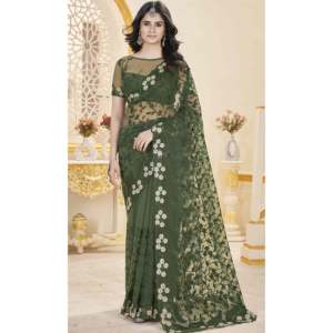 Sari de piedra bordado de diseñador para ropa de fiesta en la categoría de vestido de carrera - Product Image 6