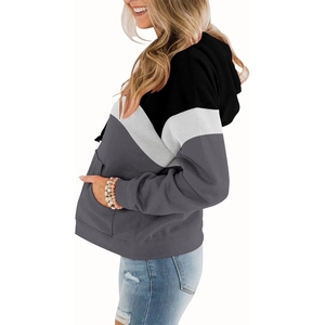 Sudadera con capucha de algodón orgánico de primera calidad para unisex, ecológica, con rayas en contraste para mujer - Product Image 2