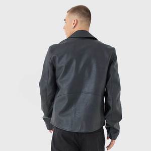 Chaqueta de cuero genuino para hombre con cierre de cremallera y detalle de cinturón, para otoño e invierno. - Product Image 2
