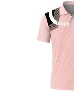 Polo personnalisé pour homme rose et noir à manches courtes, imprimé graphique, respirant, en polyester, pour le sport, le golf, les entraînements et les occasions décontractées - Product Image 3