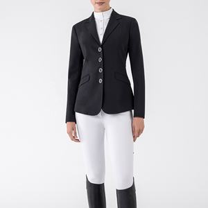 Chaqueta de Montar Negra para Mujer, Corte Entallado, Cierre de Botones, Chaqueta Ecuestre Profesional, Bolsillos Estándar - Product Image 2