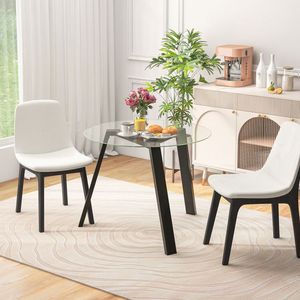 Table à manger ronde en verre de 35,5 pouces avec structure en bois de caoutchouc pour 4 personnes - Product Image 6