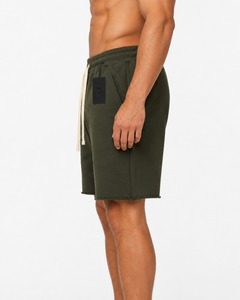 Men's Olive Green Cotton Bermuda Shorts With Drawstring Waist And Front Logo Tag Casual Style Summer Acid Wash Shorts for Men - Product Image 6