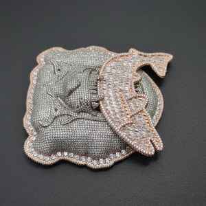 Pendentif Bouclier de Bouledogue en Moissanite VVS Effet Glacé avec Motif Poisson pour Rapper, Fête Hip Hop, en Argent 925, Bijoux Fins, Pendentifs et Breloques - Product Image 4